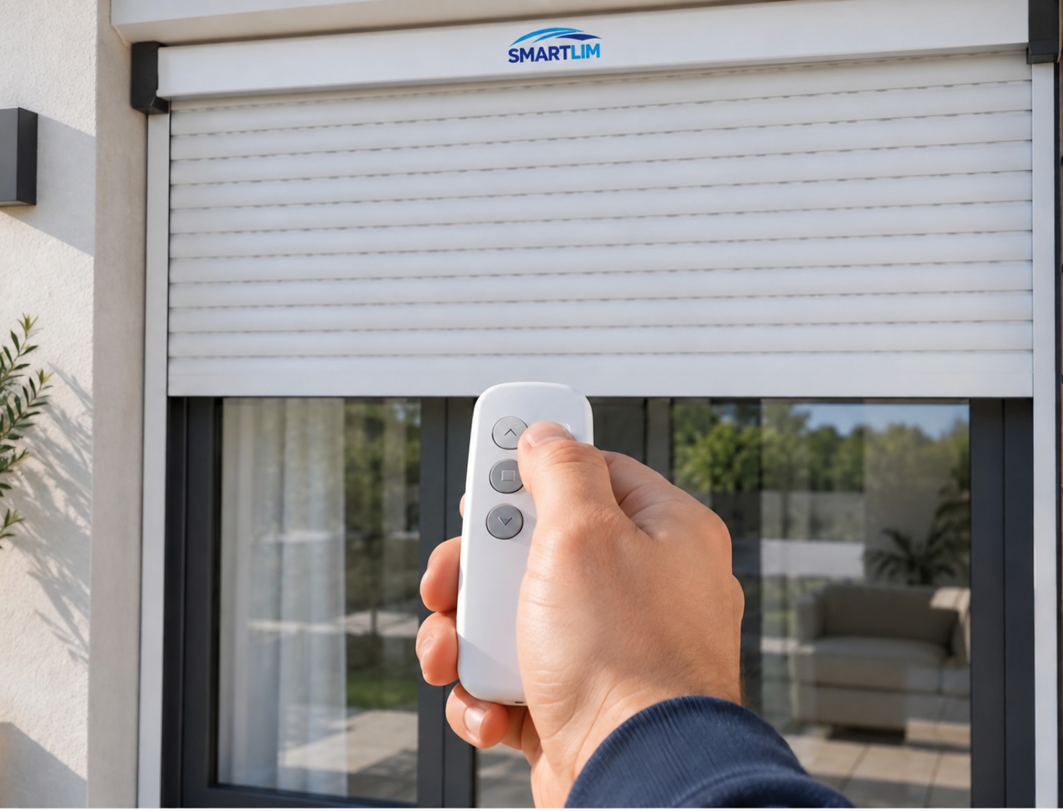 SMARTLIM funcionando en una persiana motorizada accionada por mando a distancia